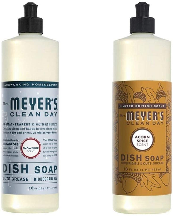 Liquid Dish Soap, Cruelty Free Formula, 1 Pack Snowdrop, 1 Pack Acorn Spice, 16 OZ each