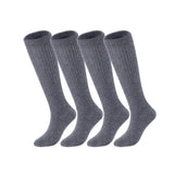Lovely Annie Big Girl's & Women's 4 Pairs Knee High Wool Socks | Comfy, Cozy and Fancy Leg Warmer Stockings AFS05 Size L/XL(Grey)