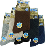Lian LifeStyle Men's 2 Pairs Ultralight Wool Blend Crew Socks WD Diamond Size 6-9