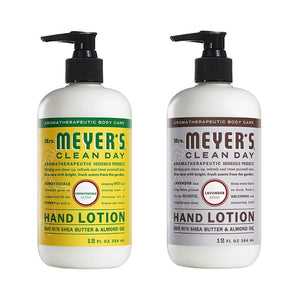 Mrs. Meyers Clean Day Hand Lotion, 1 Pack Honeysuckle, 1 Pack Lavender, 12 OZ each