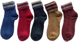 Lian LifeStyle Gorgeous Big Girl's Women's 5 Pairs Wool Crew Socks Size 6-9