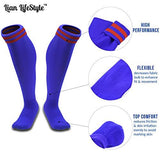 Lian LifeStyle Exceptional Adult's 2 Pairs Knee High Sports Socks for Soccer, Softball, Baseball, Many Other Sports XL002 Size XXS Blue