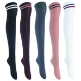 5 Pairs Awesome Durable Women Thigh High Cotton Boot Socks. Perfect As Winter & Spring Socks Size 6-9 (Black,Coffee,DarkGrey,Khaki,White) T1023-5c1