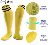 Lovely Annie Girls' 2 Pairs Knee High Sports Socks for Baseball/Soccer/Lacrosse 003 S(Yellow)