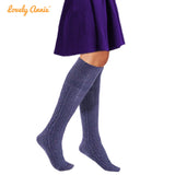 Lovely Annie Women's Girl's 2 Pairs Stylish Knee High Wool Socks. Lightweight, Cozy, Thick, Warm, Breathable & Absorbent Size 2.5-7 HR1412 (Purple)
