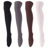 Lovely Annie Women's 4 Pairs Knee High Thigh High Cotton Socks A1024 Size 6-9