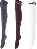 Lovely Annie Women's 3 Pairs Over Knee High Thigh High Cotton Socks Size 6-9 A1023