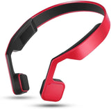 Lian LifeStyle Premium Bone Conduction Headphones Lightweight & Waterproof w/Mic & Bluetooth. Wireless Over-Ear Headset for Adults and Kids, Suitable for Sports, Gaming, Travel or Office (Red)