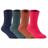 Children's Durable, Stretchable, Thick & Warm Wool Crew Socks. Perfect as Winter Snow Sock and All Seasons FS01, 4 Pair, Size 4Y-6Y, Navy, DarkGrey, Coffee, Red
