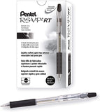 Pentel R.S.V.P. RT Retractable Ballpoint Pen, 1.0mm Tip, Black Ink, Box of 12 (BK93-A)