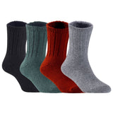 Children's Durable, Stretchable, Thick & Warm Wool Crew Socks. Perfect as Winter Snow Sock and All Seasons FS01, 4 Pair, Size 4Y-6Y, Black, DarkGrey, Wine, Grey