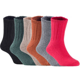 Children's Durable, Stretchable, Thick & Warm Wool Crew Socks. Perfect as Winter Snow Sock and All Seasons FS01, 6 Pair, Size 4Y-6Y, Black, DarkGrey, Biege, Coffee, Grey, Red