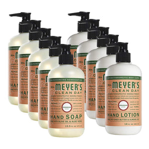 Mrs. Meyers Clean Day, 5 Packs Liquid Hand Soap 12.5 OZ, 5 Packs Hand Lotion 12 OZ, Geranium, 10-Packs