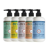 Mrs. Meyers Clean Day Hand Lotion, 1 Pack Basil, 1 Pack Lavender, 1 Pack Geranium, 1 Pack Lavender, 1 Pack Rainwater, 12 OZ each