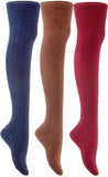 Lian LifeStyle Women's 3 Pairs Adorable Thigh High Cotton Socks Size 6-9 LLS1025