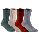 Children's Durable, Stretchable, Thick & Warm Wool Crew Socks. Perfect as Winter Snow Sock and All Seasons FS01, 4 Pair, Size 4Y-6Y, DarkGrey, Biege, Wine, Grey