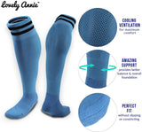 Lovely Annie Women's 2 Pairs Knee High Sports Socks for Baseball/Soccer/Lacrosse 003 M(Light Blue)