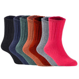 Children's Durable, Stretchable, Thick & Warm Wool Crew Socks. Perfect as Winter Snow Sock and All Seasons FS01, 7 Pair, Size 4Y-6Y, Black, Navy, DarkGrey, Coffee, Wine, Grey, Red