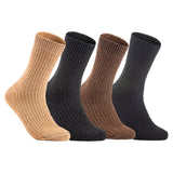 Lian LifeStyle Gorgeous Big Girls Women's 4 Pair Wool Crew Socks Size 6-9 FS03, Color (Beige,Black,Brown,DarkGrey)