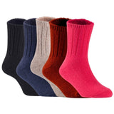 Children's Durable, Stretchable, Thick & Warm Wool Crew Socks. Perfect as Winter Snow Sock and All Seasons FS01, 5 Pair, Size 4Y-6Y, Black, Navy, Biege, Wine, Red