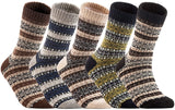 Lian LifeStyle Men's 5 Pair Pack Wool Soft Folk Design Fashion Socks Diamond Size 7-9