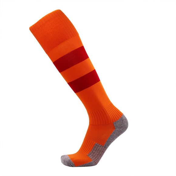 1 Pair Wonderful Women's Knee High Sports Socks. Perfect for Fitness, Gym and Any Workout or Sport Size 6-9 Size L MS1604001 (Orange w/ Red Strip)