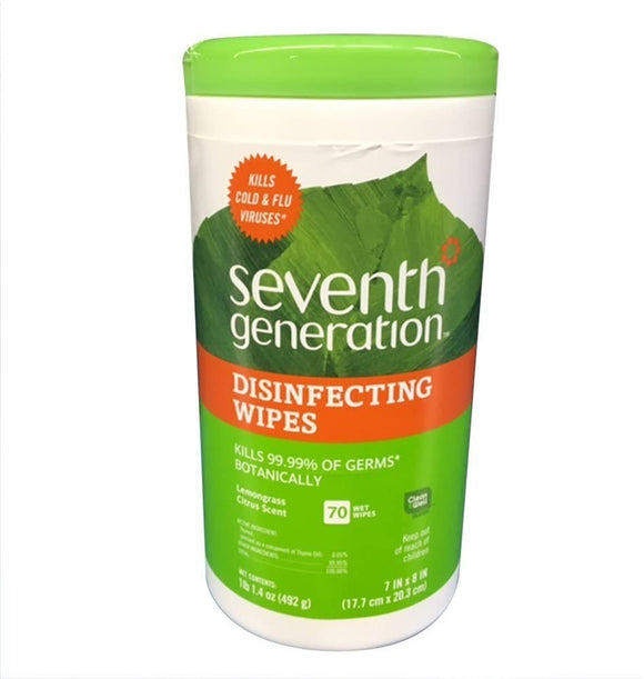 Seventh Generation Disinfecting Wipes, 70ct, 2Pack