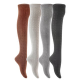 Lian LifeStyle Women's 4 Pairs Adorable Thigh High Cotton Socks LW1024 Size 6-9