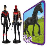 Toys DC Multiverse Red Hood and Nightwing 7" Action Figure Multipack + Horse Club Animal Figurine Horse Toys for Girls and Boys, Pack of 2
