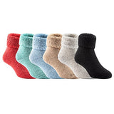 Lian LifeStyle Girl's 3 Pairs Extra Thick Wool Boot Socks Crew Plain Color LK01 (0Y-5Y)