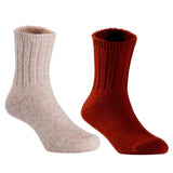 Children's Durable, Stretchable, Thick & Warm Wool Crew Socks. Perfect as Winter Snow Sock and All Seasons FS01, 2 Pair, Size 4Y-6Y, Biege, Wine
