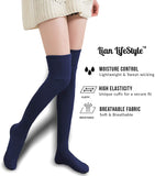 Lian LifeStyle Women's Big Girl's 3 Pairs Thigh High Cotton Socks J1025 Size 6-9