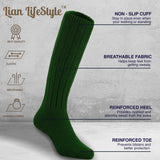 Lian LifeStyle Fascinating Children's 6 Pairs Knee High Wool Blend Boot Socks Resistant, Comfortable and Health Focused Size M(2-4Y)-(Green)