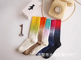 Lian LifeStyle Awesome Women's 5 Pairs Rainbow High Crew Cotton Socks Breathable, Fancy, and Cozy HR157231 Size 6-9 (Random)