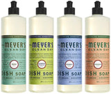 Mrs. Meyers Clean Day Liquid Dish Soap, 1 Pack Basil, 1 Pack Lemon Verbena, 1 Pack Bluebell, 1 Pack Geranium, 16 OZ each