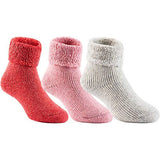 Lian LifeStyle Girl's 3 Pairs Extra Thick Wool Boot Socks Crew Plain Color LK01 (0Y-5Y)
