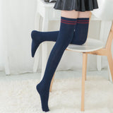 Incredible Women's 4 Pairs Thigh High Cotton Socks Unique, Durable And Super Soft For Everyday Relaxed Feet LAJ1023 Size 6-9 (Navy)