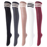 Lovely Annie Women's 5 Pairs Incredible Durable Super Soft Unique Over Knee High Thigh High Cotton Socks Size 6-9 A1022(Random)