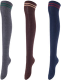 Lovely Annie Women's 3 Pairs Over Knee High Thigh High Cotton Socks Size 6-9 A1023