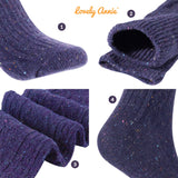 Lovely Annie Women's Girl's 2 Pairs Stylish Knee High Wool Socks. Lightweight, Cozy, Thick, Warm, Breathable & Absorbent Size 2.5-7 HR1412 (Purple)