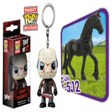 Keychain: Horror - Jason Voorhees Toy Figure+ Horse Club Animal Figurine Horse Toys for Girls and Boys, Pack of 2