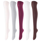 Lovely Annie Women's 5 Pairs Over Knee High Thigh High Cotton Socks A1024 Size 6-9
