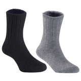 Children's Durable, Stretchable, Thick & Warm Wool Crew Socks. Perfect as Winter Snow Sock and All Seasons FS01, 2 Pair, Size 4Y-6Y, Black, Grey