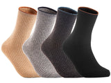 Lian LifeStyle Big Girls Women's 4 Pairs Durable Wool Crew Socks HR1612 Size 6-9