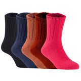 Children's Durable, Stretchable, Thick & Warm Wool Crew Socks. Perfect as Winter Snow Sock and All Seasons FS01, 5 Pair, Size 4Y-6Y, Black, Navy, Coffee, Wine, Red