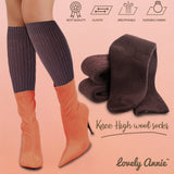 Lovely Annie Big Girl's & Women's 4 Pairs Knee High Wool Socks | Comfy, Cozy and Fancy Leg Warmer Stockings AFS05 Size 6-9(Grey,Purple,Blue,Brown)