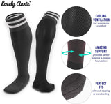 Lovely Annie Girls' 2 Pairs Knee High Sports Socks for Baseball/Soccer/Lacrosse 003 S(Black)