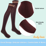 Incredible Women's 4 Pairs Thigh High Cotton Socks Unique, Durable And Super Soft For Everyday Relaxed Feet LAJ1023 Size 6-9 (Coffee)