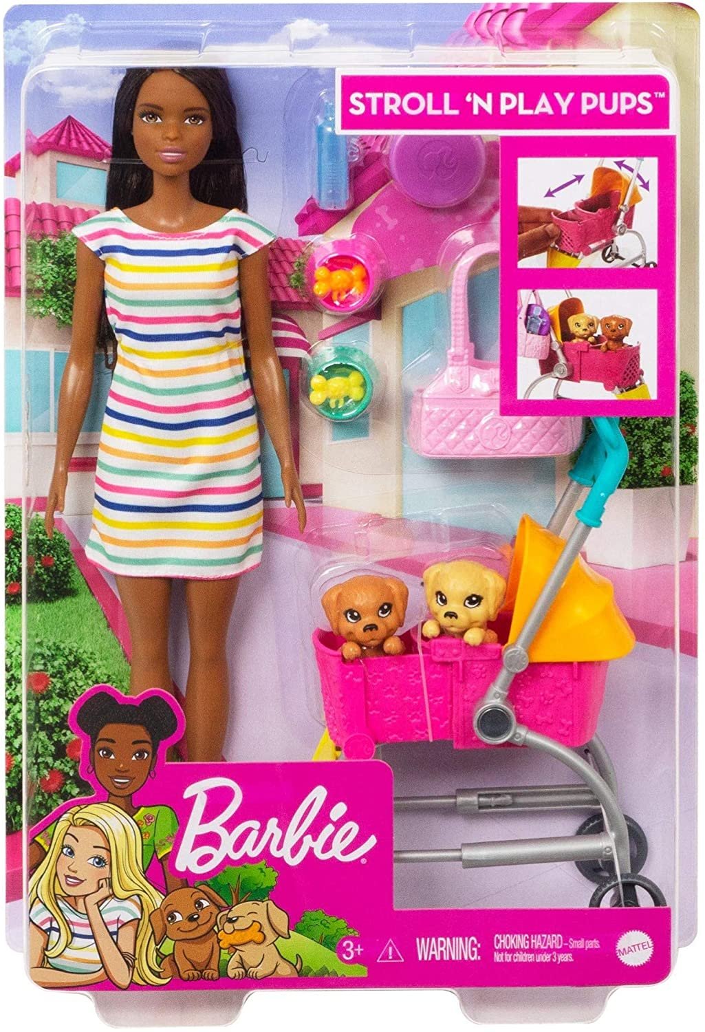 barbie dog stroller Barbie Stroll 'n Play Pups Playset with Brunette Doll (11.5-inch), 2 P – Lian Style Store