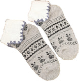 Lian LifeStyle Big Girl's 4 Pairs Thick Angora Wool Crew Wool Socks Casual Diamond Size L/XL (Assorted)